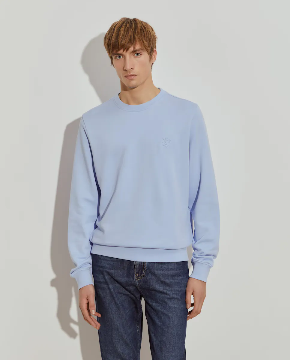 Мужской синий хлопковый свитер с круглым вырезом Lion of Porches, голубой
Мужской синий хлопковый свитер с круглым вырезом Lion of Porches, голубой