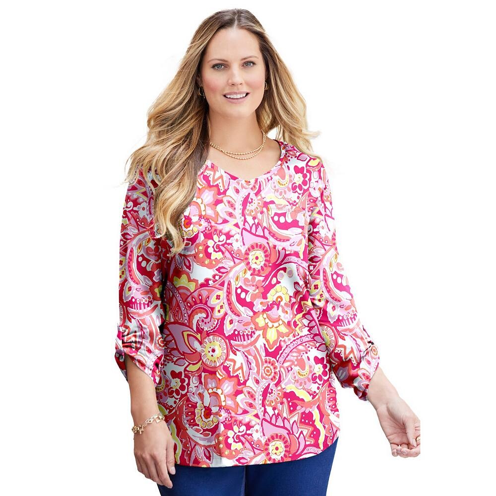 Женский топ с v-образным вырезом Caterinas Liz&me больших размеров Catherines, цвет Pink Burst Paisley
Женский топ с v-образным вырезом Caterinas Liz&me больших размеров Catherines, цвет Pink Burst Paisley