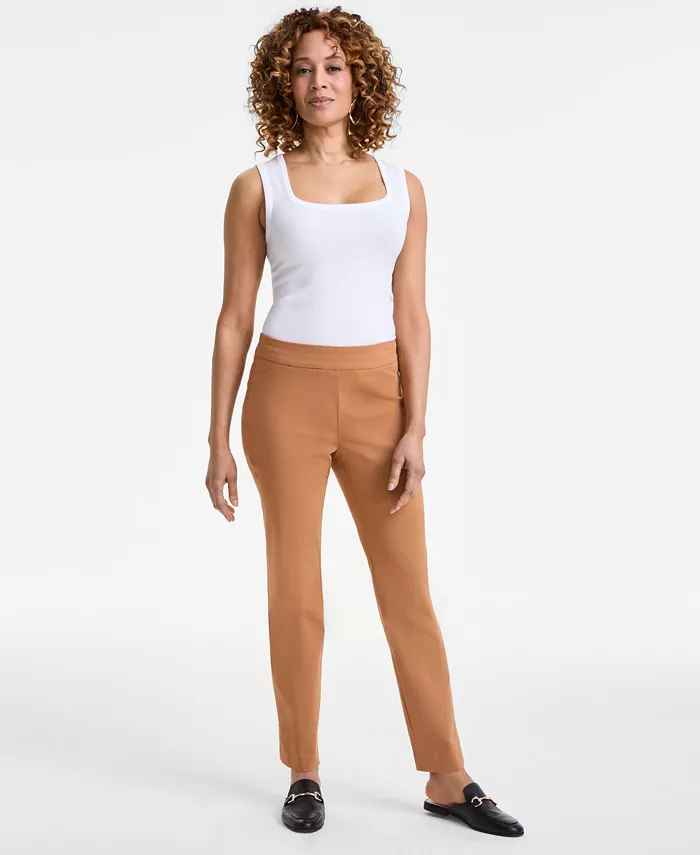 Женские брюки Cambridge с контролем живота и зауженными штанинами на резинке JM Collection, коричневый 
Женские брюки Cambridge с контролем живота и зауженными штанинами на резинке JM Collection, коричневый