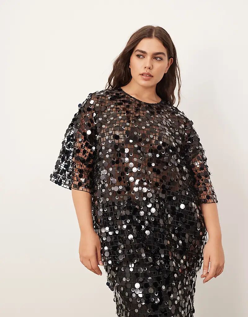 Футболка ARRANGE Curve с прозрачной сеткой и пайетками, черная
Футболка ARRANGE Curve с прозрачной сеткой и пайетками, черная