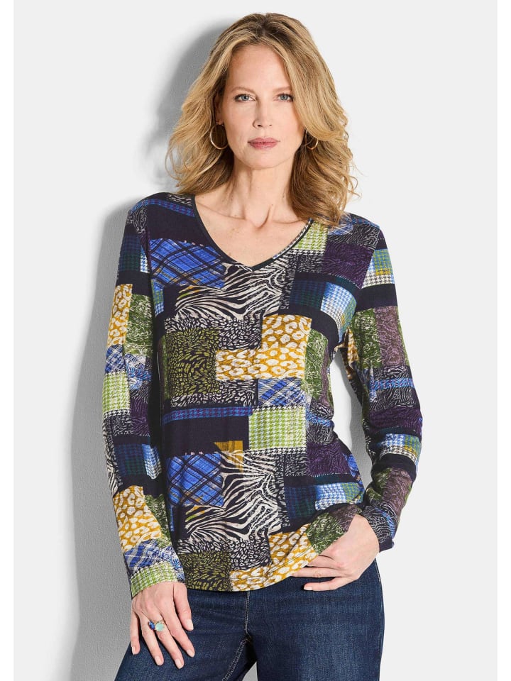 Рубашка из вискозы с длинными рукавами и V-образным вырезом, темно-синего цвета, с узором GOLDNER
Рубашка из вискозы с длинными рукавами и V-образным вырезом, темно-синего цвета, с узором GOLDNER