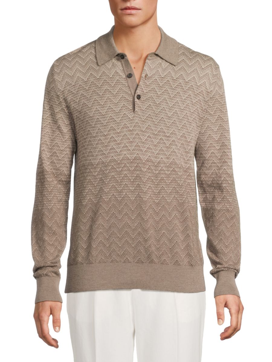 Рубашка-поло с омбре и тональным шевронным узором Missoni, бежевый
Рубашка-поло с омбре и тональным шевронным узором Missoni, бежевый