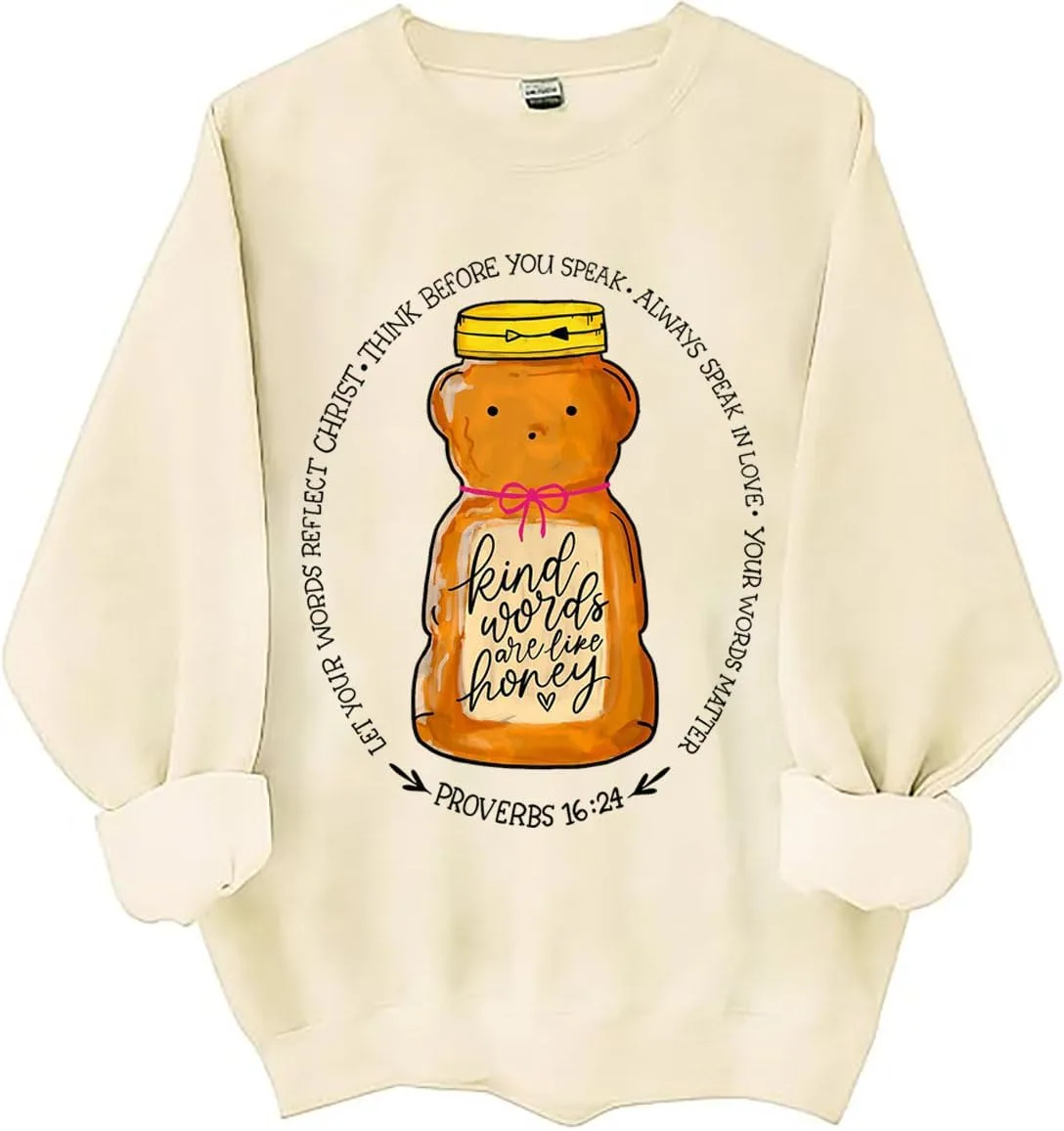 Толстовка с надписью "Kind Words Are Like Honey", Proverbs 16:24, Christian Inspirational, с милым медвежонком и банкой меда LNDOCAI
Толстовка с надписью "Kind Words Are Like Honey", Proverbs 16:24, Christian Inspirational, с милым медвежонком и банкой меда LNDOCAI