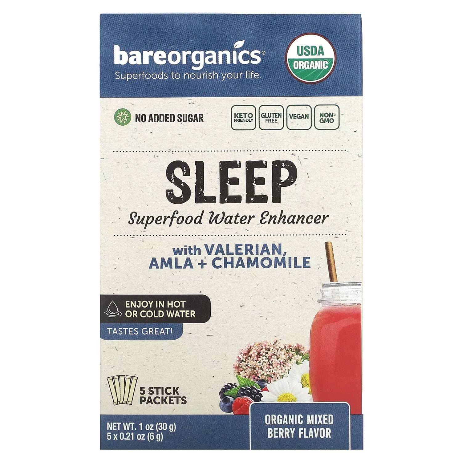 Органическая смесь ягод BareOrganics Sleep Superfood Water Enhancer, 5 пакетиков-стиков
Органическая смесь ягод BareOrganics Sleep Superfood Water Enhancer, 5 пакетиков-стиков