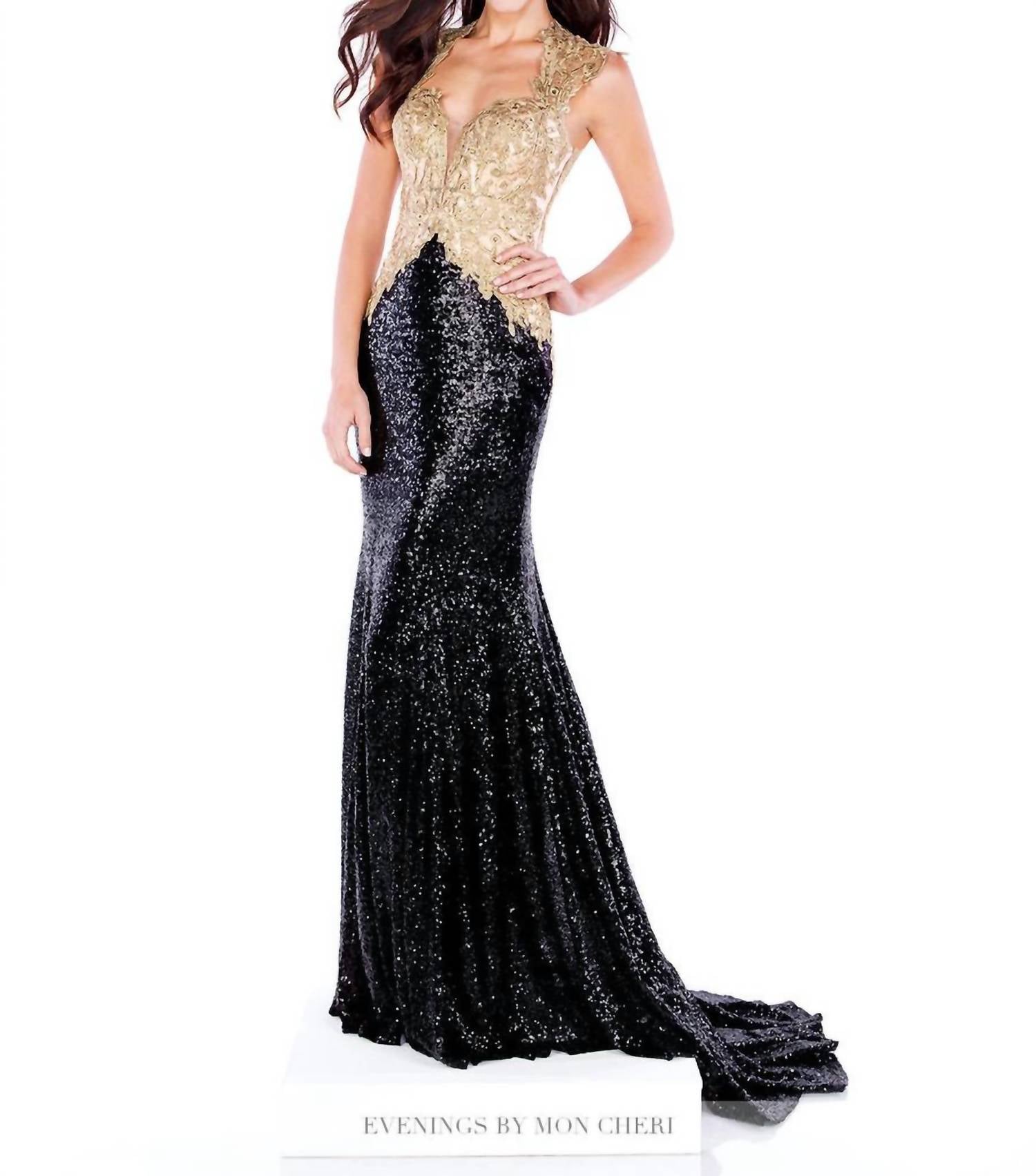 Черное вечернее платье с золотом Social Occasions by Mon Cheri 
Черное вечернее платье с золотом Social Occasions by Mon Cheri