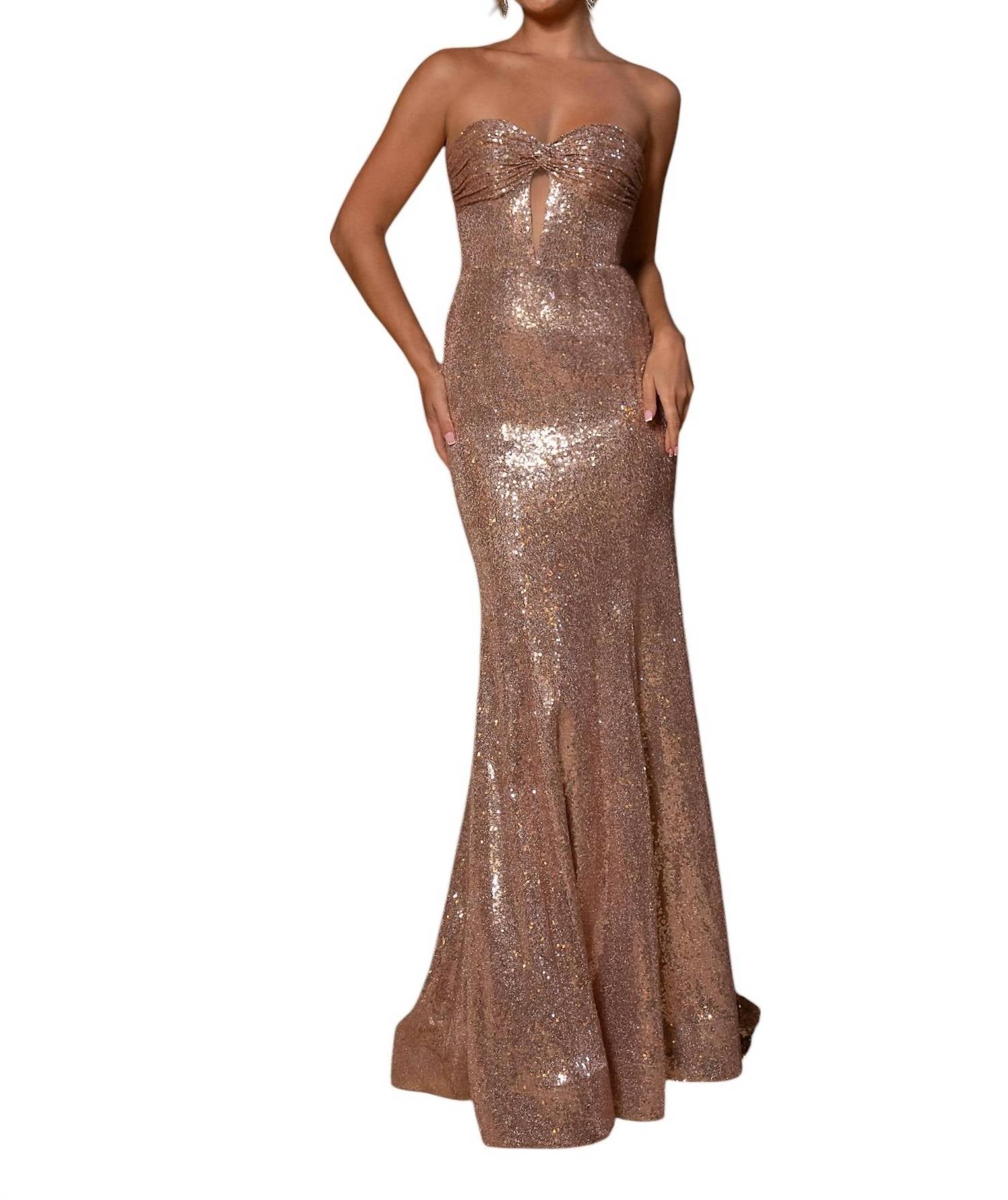 Шифоновое вечернее платье с корсетом и декольте в форме сердечка в цвете шампань RACHEL ALLAN