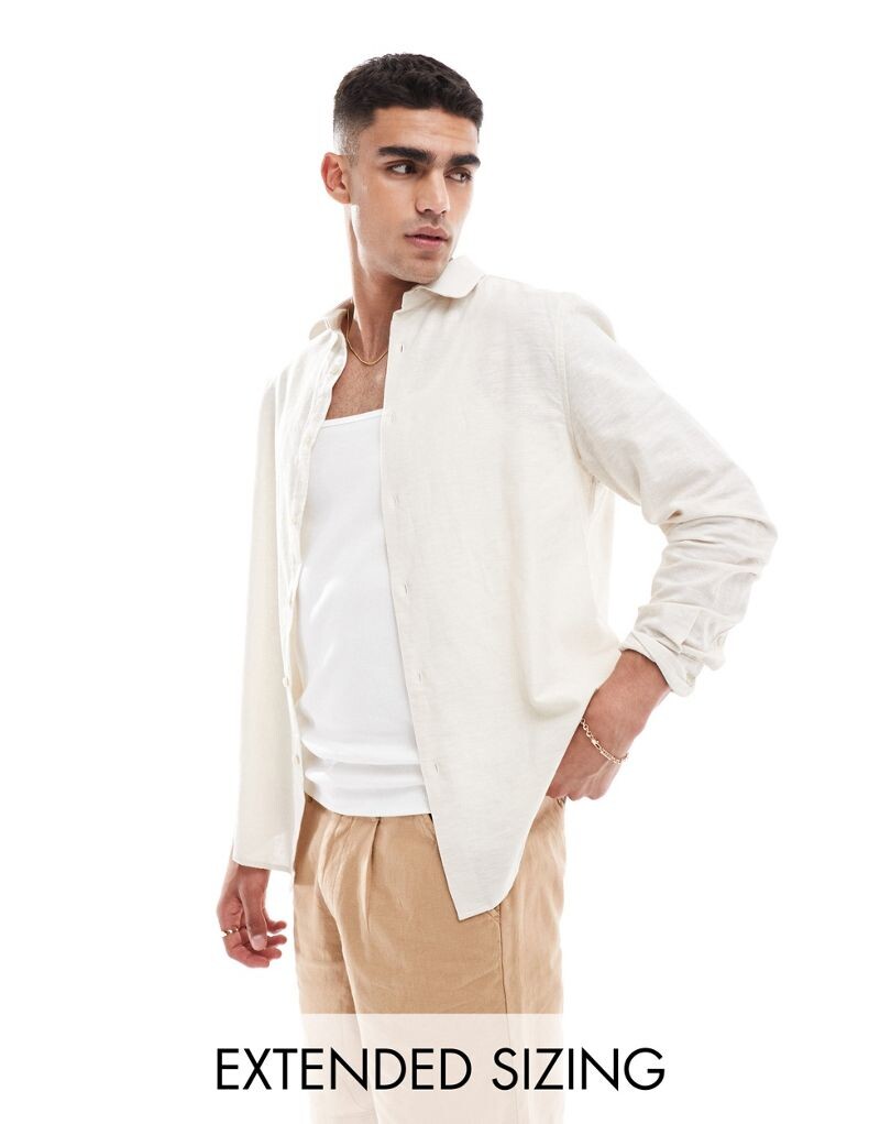 ASOS DESIGN — классическая рубашка стандартного кроя из смесового льна цвета экрю со скошенным воротником
ASOS DESIGN — классическая рубашка стандартного кроя из смесового льна цвета экрю со скошенным воротником