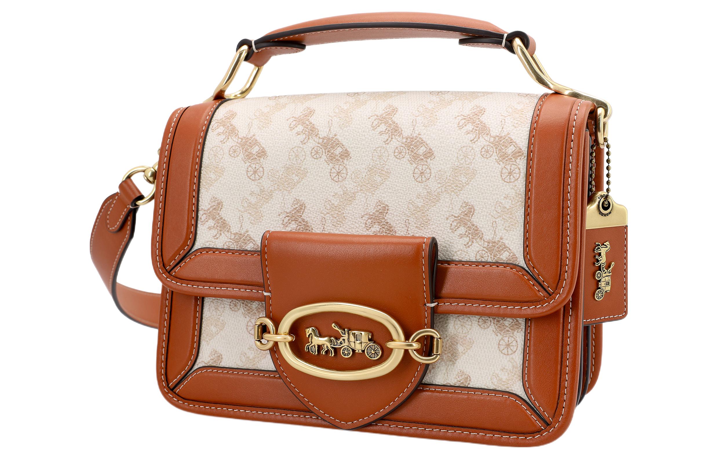 COACH Кожаная сумка через плечо маленькая женская карамельно-коричневая и белая
COACH Кожаная сумка через плечо маленькая женская карамельно-коричневая и белая