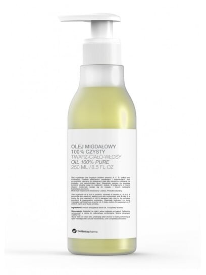 Чистое миндальное масло для лица, тела и волос, помпа, 250 мл Botanicapharma, 100%
Чистое миндальное масло для лица, тела и волос, помпа, 250 мл Botanicapharma, 100%