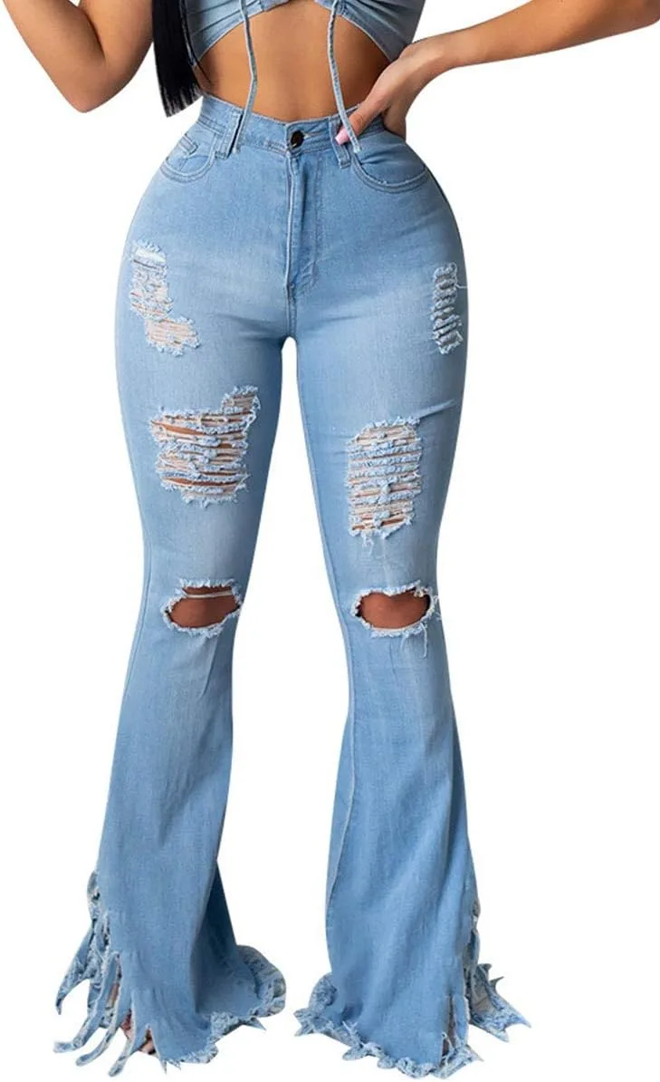 Женские рваные джинсы с бахромой, высокие, расклешенные LDNINE
Женские рваные джинсы с бахромой, высокие, расклешенные LDNINE