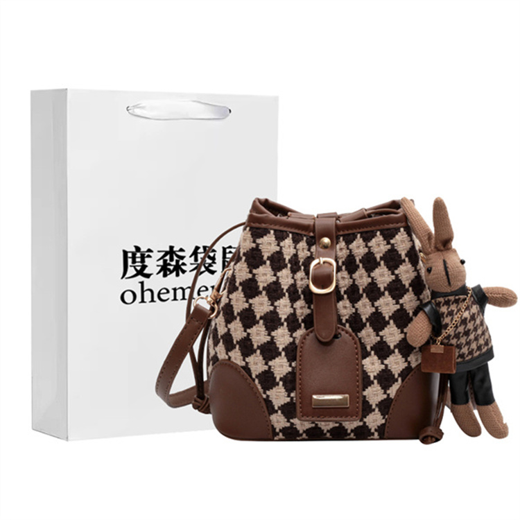 Dusen kangaroo Хлопковая ведерка через плечо женская черная или кофейная, Coffee 
Dusen kangaroo Хлопковая ведерка через плечо женская черная или кофейная, Coffee