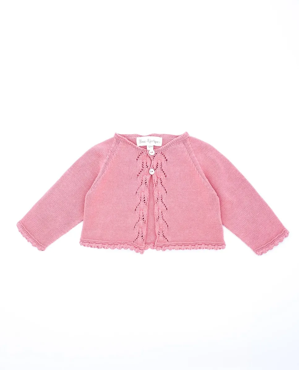 Детский хлопковый свитер с ажурными узорами Fina Ejerique, розовый
Детский хлопковый свитер с ажурными узорами Fina Ejerique, розовый