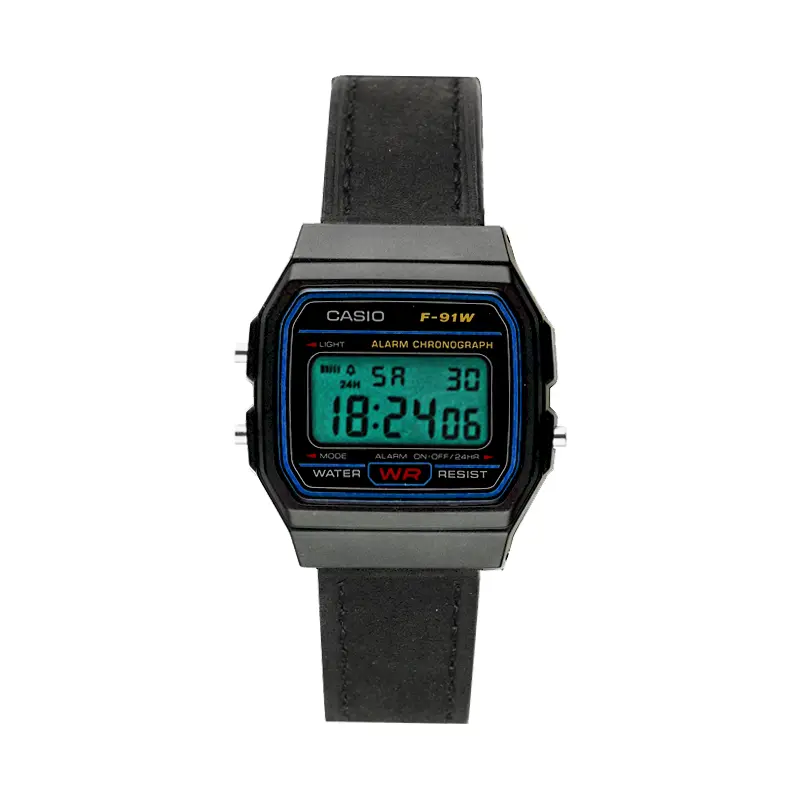 CASIO Ретро серия кварцевый механизм натуральный кожаный ремешок унисекс черный циферблат часы