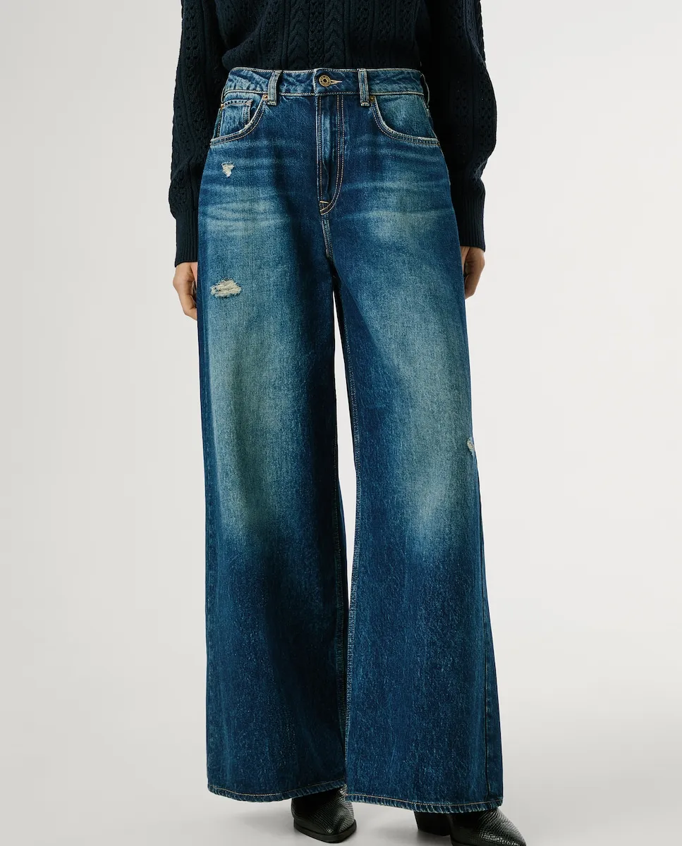 Женские прямые джинсы с высокой посадкой и потертостями Pepe Jeans, синий
Женские прямые джинсы с высокой посадкой и потертостями Pepe Jeans, синий