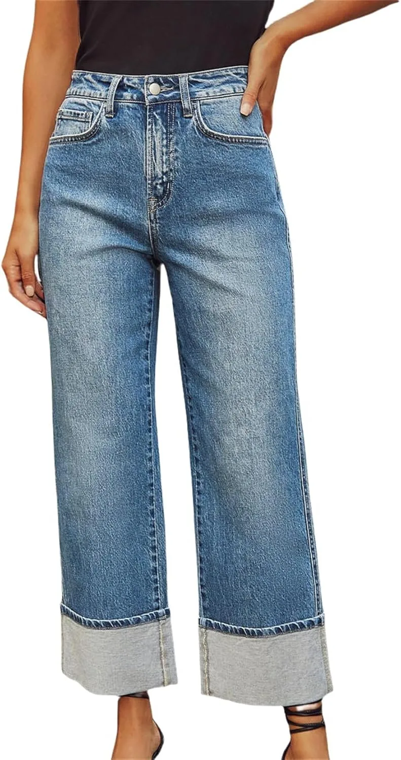 Женские джинсы high waisted с манжетами и карманами
Женские джинсы high waisted с манжетами и карманами