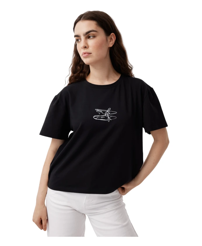 Черная футболка, стильный дизайн, женская L37, черный
Черная футболка, стильный дизайн, женская L37, черный