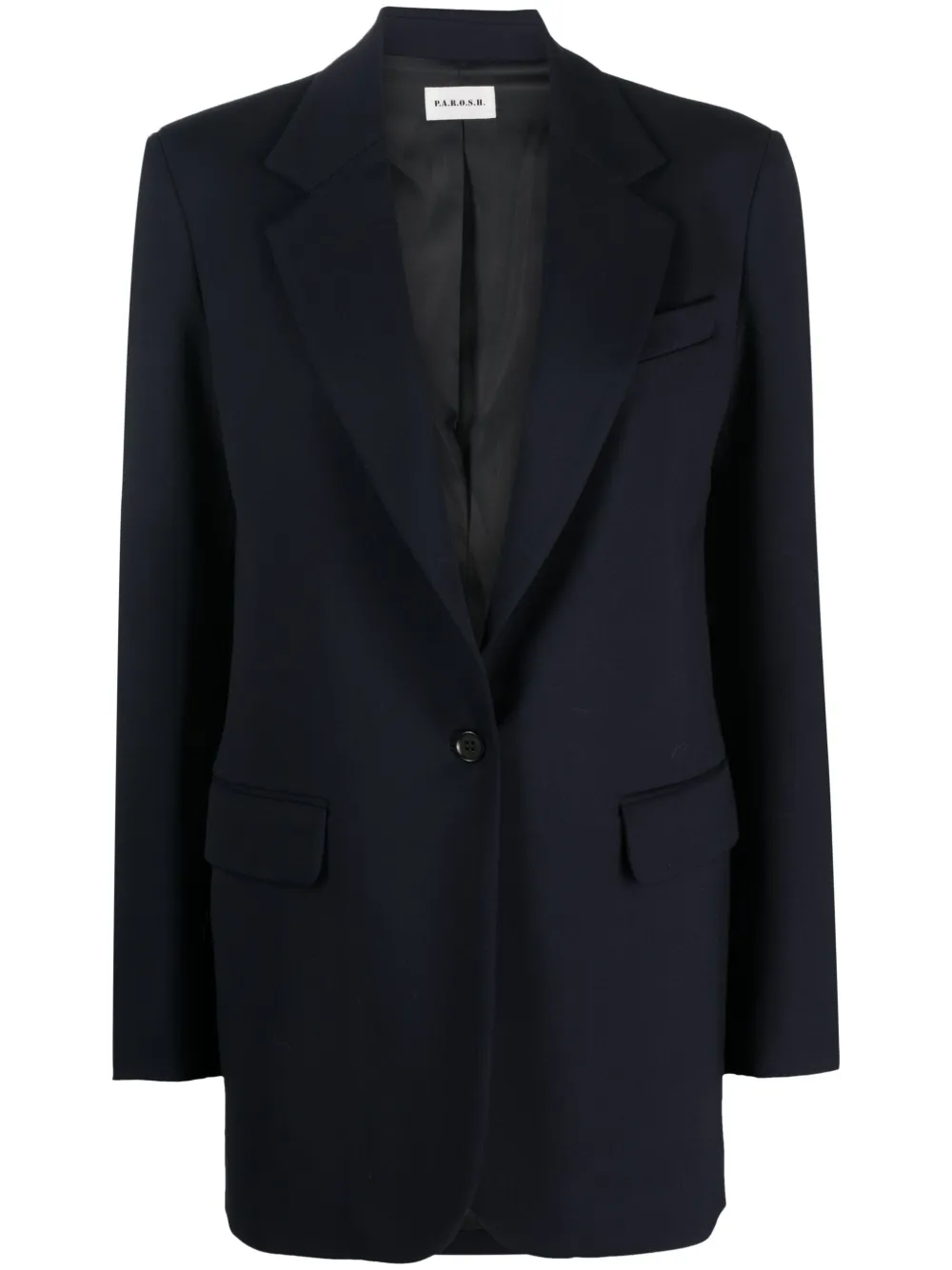 Однобортный блейзер из смесовой шерсти P.A.R.O.S.H., синий
Однобортный блейзер из смесовой шерсти P.A.R.O.S.H., синий