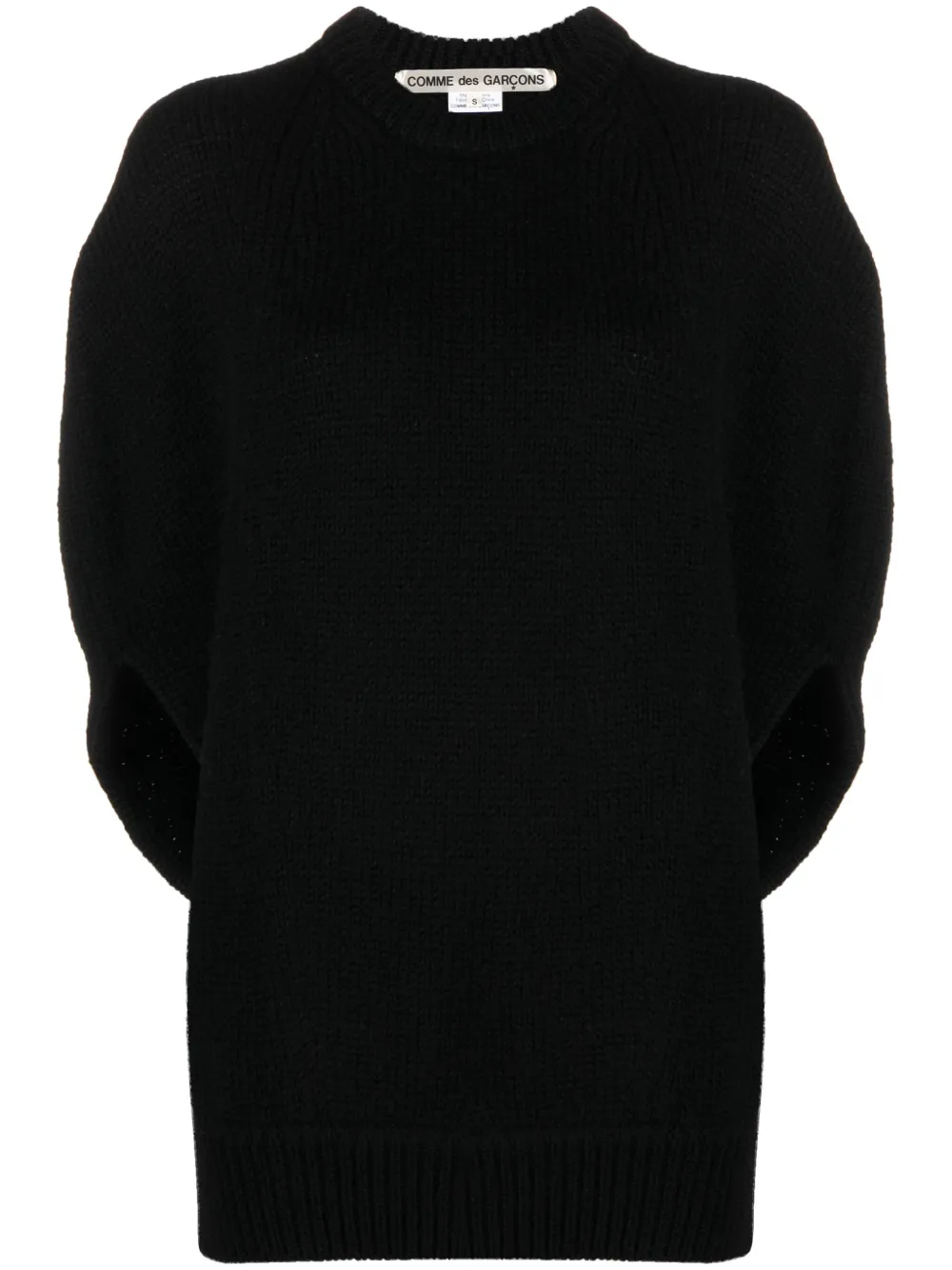 Шерстяной джемпер с короткими рукавами COMME DES GARCONS, черный 
Шерстяной джемпер с короткими рукавами COMME DES GARCONS, черный