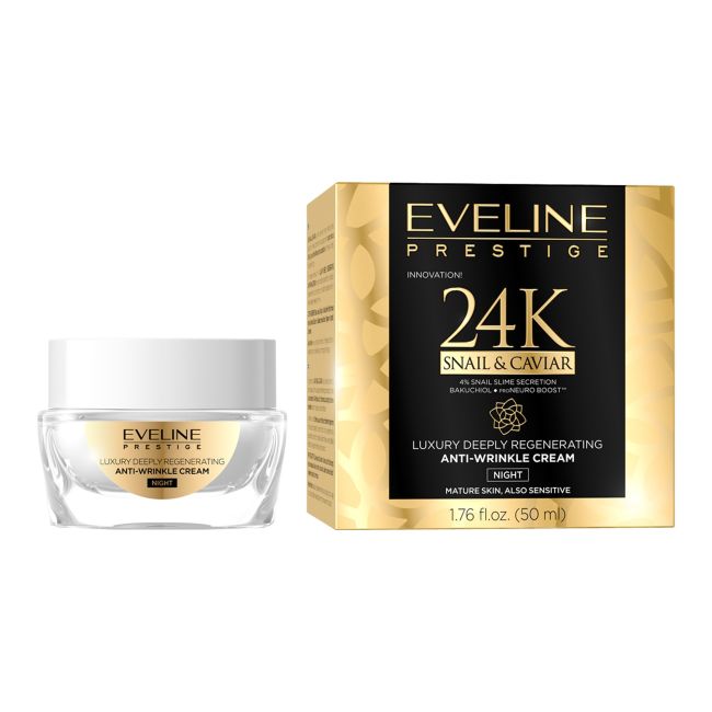 Ночной крем для лица Prestige 24k с улиткой и икрой Eveline, 50 мл
Ночной крем для лица Prestige 24k с улиткой и икрой Eveline, 50 мл