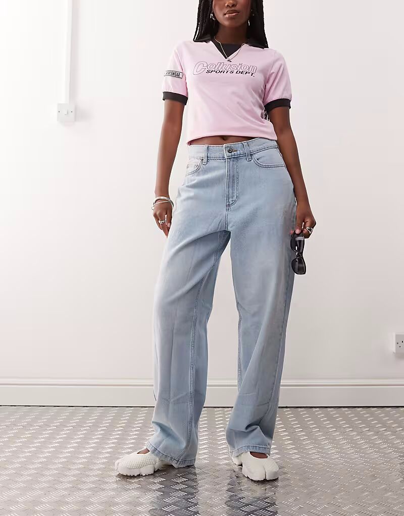 COLLUSION X014 джинсы средней посадки, свободные, светло-голубого цвета
COLLUSION X014 джинсы средней посадки, свободные, светло-голубого цвета