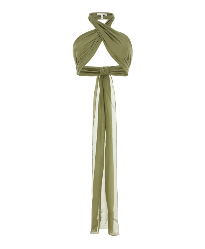 Укороченный топ из шелкового шалфея Ami Paris, зеленый
Укороченный топ из шелкового шалфея Ami Paris, зеленый