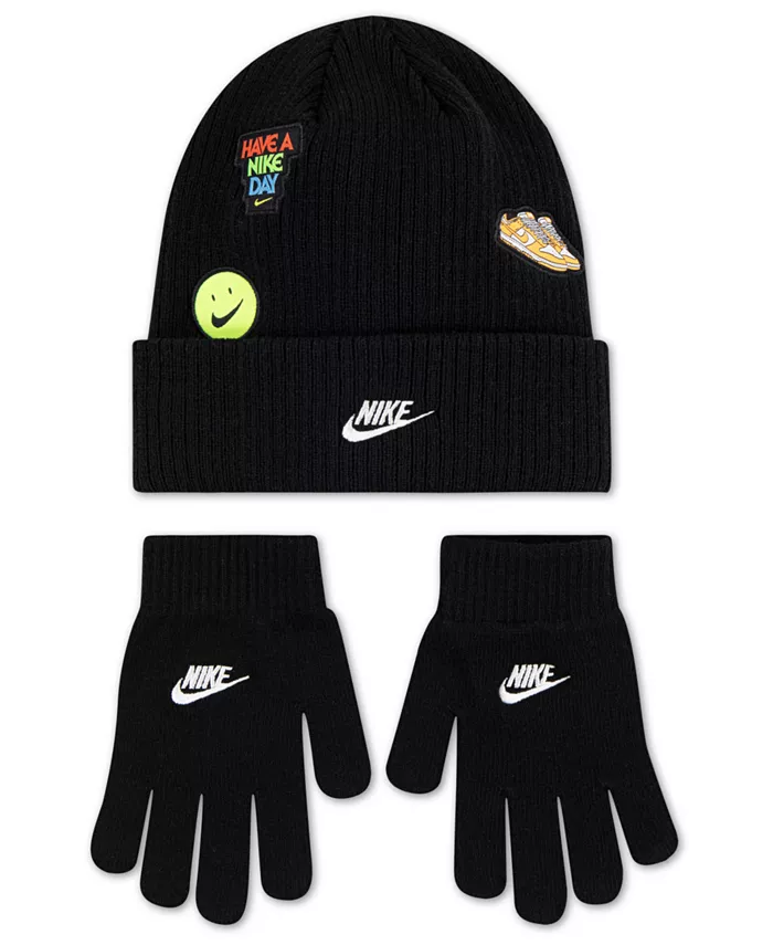 Комплект из двух предметов: шапка-бини и перчатки с нашивками для больших детей Nike, черный
Комплект из двух предметов: шапка-бини и перчатки с нашивками для больших детей Nike, черный
