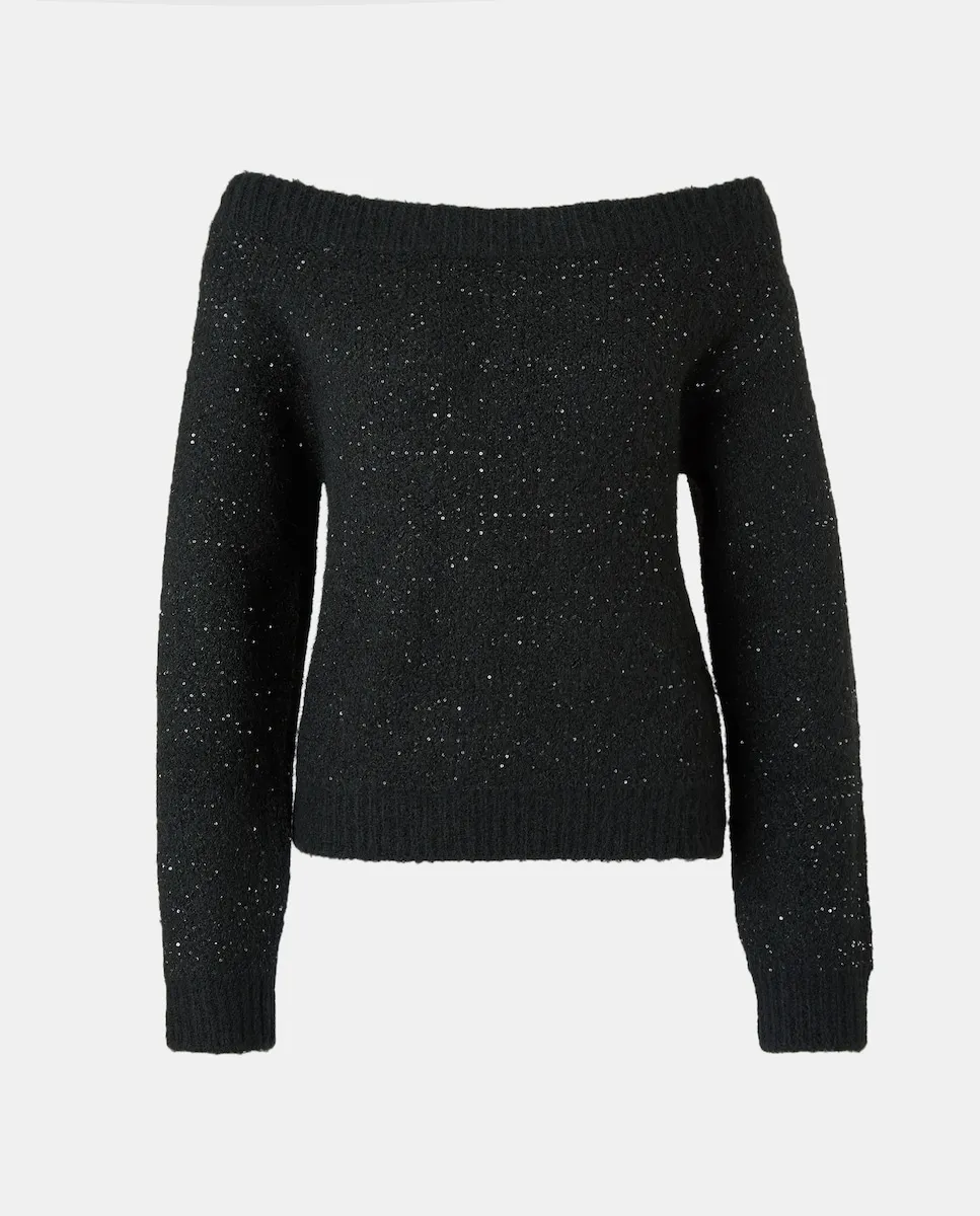 Женский джемпер с вырезом-лодочка и пайетками Tintoretto, черный
Женский джемпер с вырезом-лодочка и пайетками Tintoretto, черный