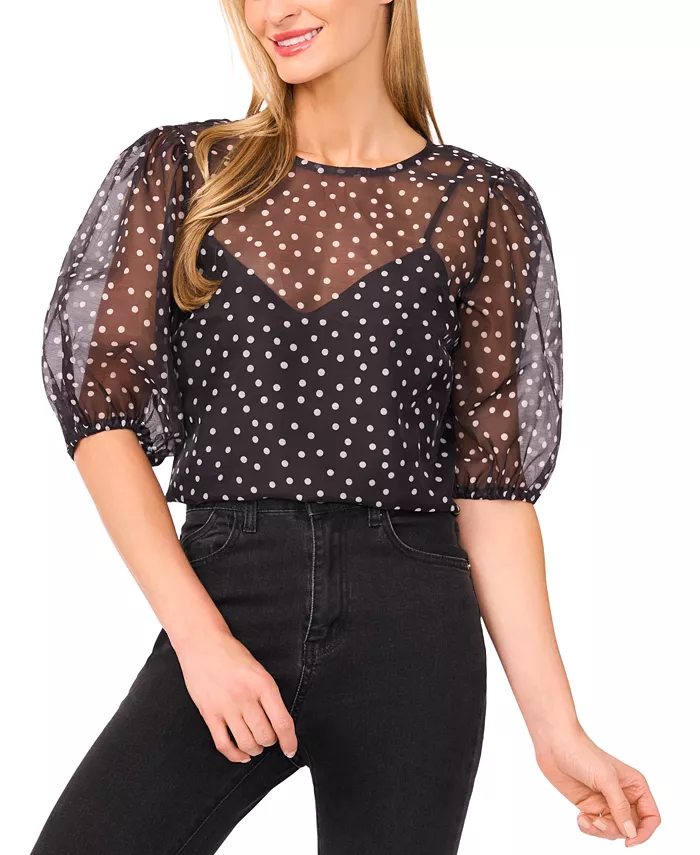 Женский топ Balloon с короткими рукавами и круглым вырезом CeCe, черный
Женский топ Balloon с короткими рукавами и круглым вырезом CeCe, черный