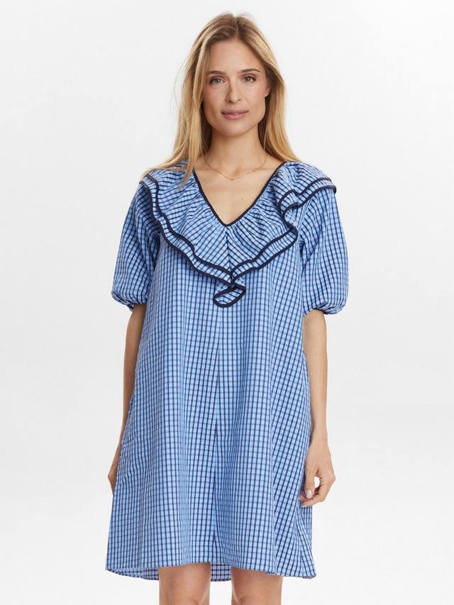 Мини-платье с короткими пышными рукавами из хлопковой смеси в клетку Numph, Provence
Мини-платье с короткими пышными рукавами из хлопковой смеси в клетку Numph, Provence