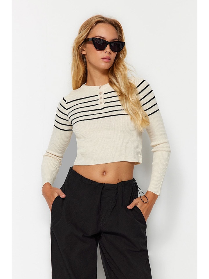 Trendyol Свитер кремового/темно-синего цвета
Trendyol Свитер кремового/темно-синего цвета