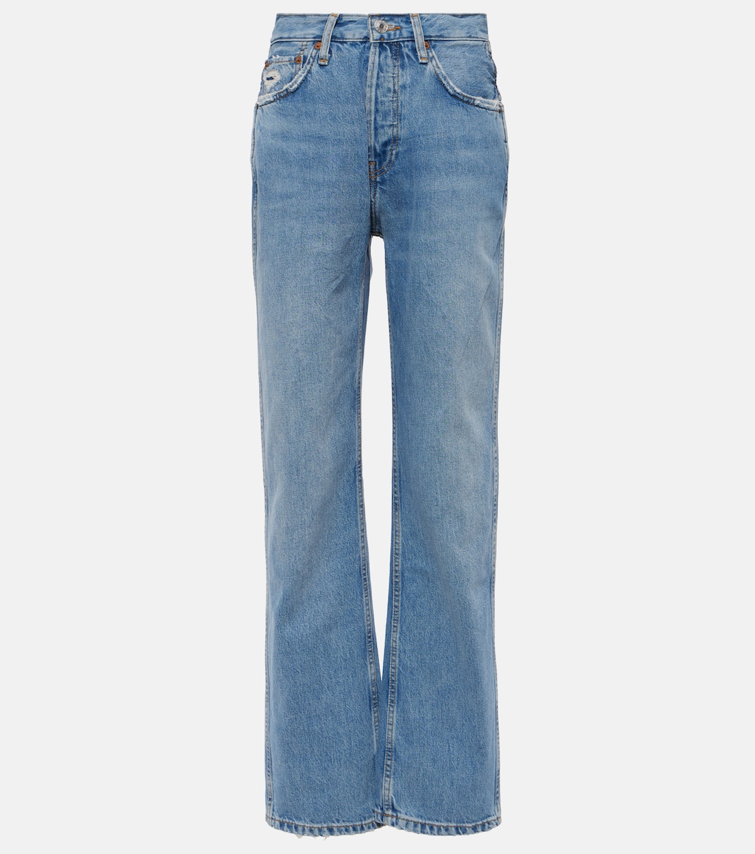 Прямые джинсы с высокой талией Re/Done, Worn Blue 
Прямые джинсы с высокой талией Re/Done, Worn Blue