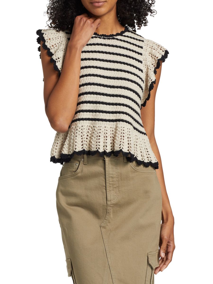 Хлопковый топ в полоску Coen Rails, цвет Oatmeal Black
Хлопковый топ в полоску Coen Rails, цвет Oatmeal Black