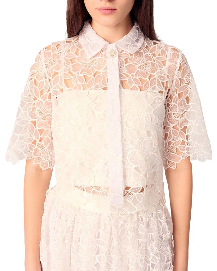 Короткая блузка из гипюра с цветочным принтом Maje, белый
Короткая блузка из гипюра с цветочным принтом Maje, белый