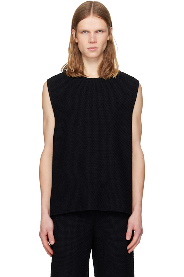 Жилет в деревенском стиле, связанный спицами Homme Plissé Issey Miyake, черный
Жилет в деревенском стиле, связанный спицами Homme Plissé Issey Miyake, черный