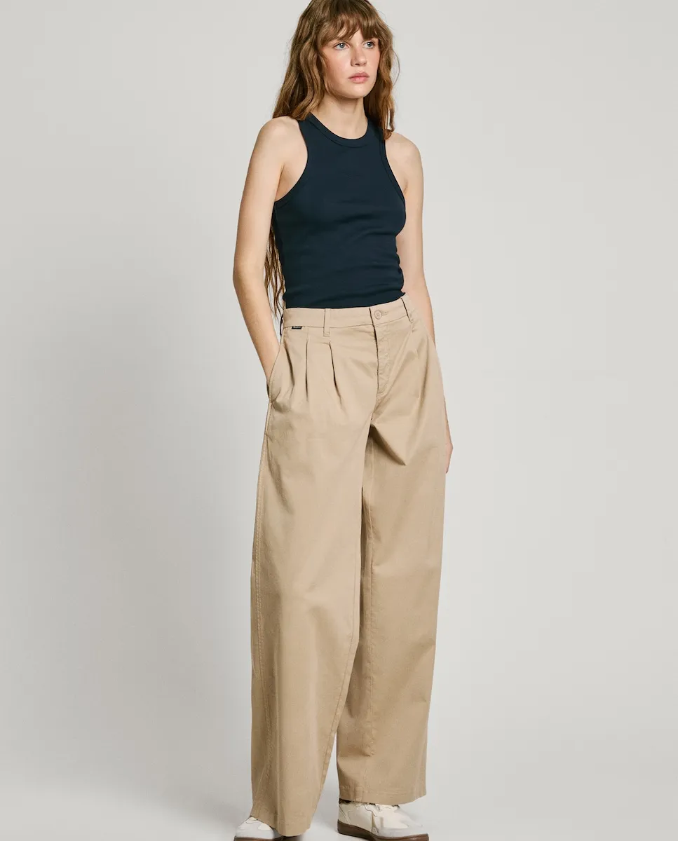 Женские брюки чинос с высокой посадкой и широкими штанинами Pepe Jeans, бежевый
Женские брюки чинос с высокой посадкой и широкими штанинами Pepe Jeans, бежевый