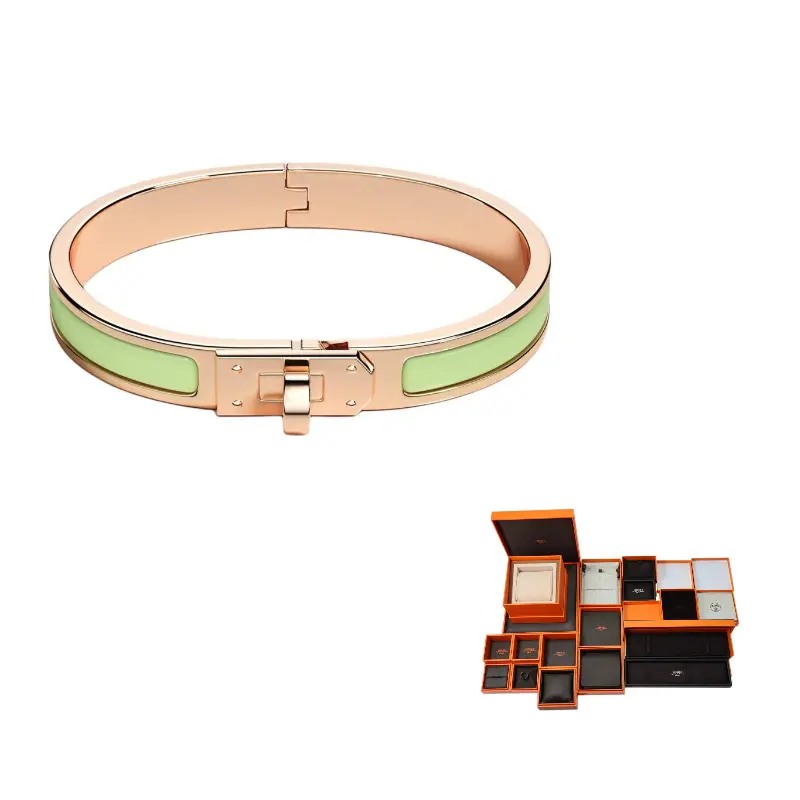 HERMES Эмалевые браслеты Women's Rose Gold/Yellow Green
HERMES Эмалевые браслеты Women's Rose Gold/Yellow Green
