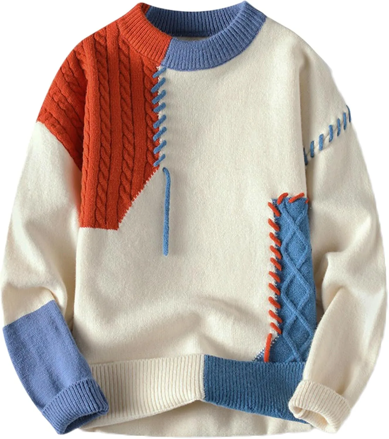 Мужской свитер с пэчворком и цветными блоками
Мужской свитер с пэчворком и цветными блоками