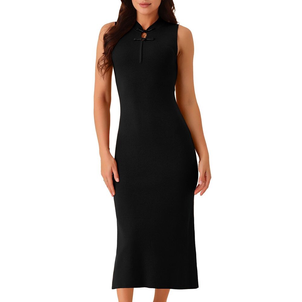 Женское вязаное платье-свитер миди без рукавов в рубчик, повседневное платье-свитер с воротником-стойкой, элегантное облегающее платье на бретелях Seta T, черный
Женское вязаное платье-свитер миди без рукавов в рубчик, повседневное платье-свитер с воротником-стойкой, элегантное облегающее платье на бретелях Seta T, черный