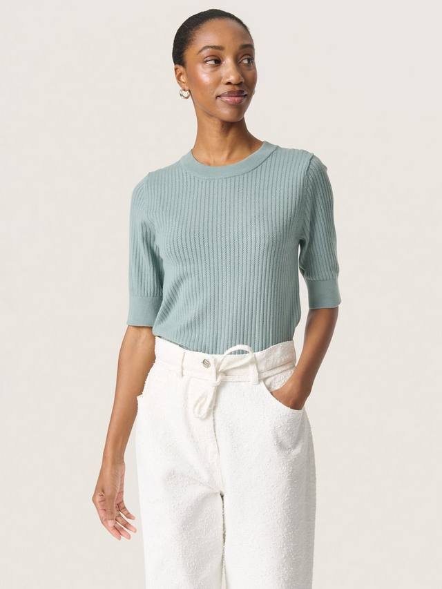 Джемпер с коротким рукавом из спицевого трикотажа Soaked In Luxury, цвет Silver Blue 
Джемпер с коротким рукавом из спицевого трикотажа Soaked In Luxury, цвет Silver Blue