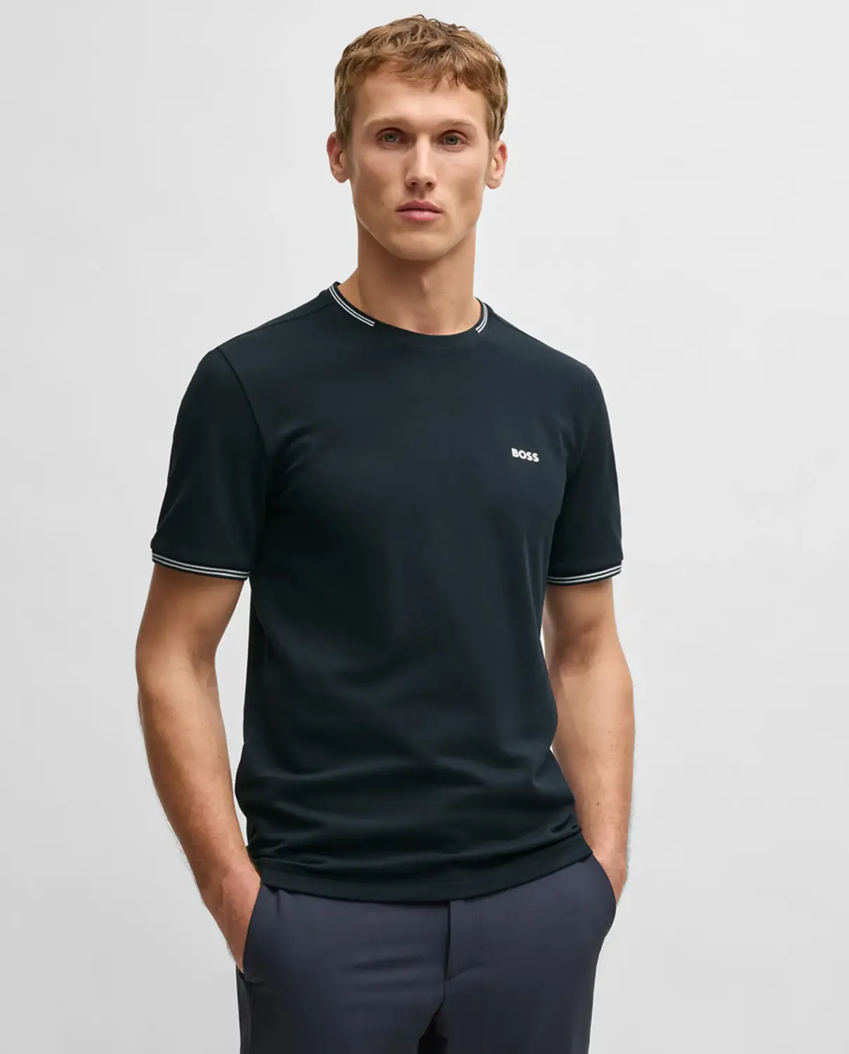 Мужская футболка с коротким рукавом и круглым вырезом больших размеров Boss, синий
Мужская футболка с коротким рукавом и круглым вырезом больших размеров Boss, синий