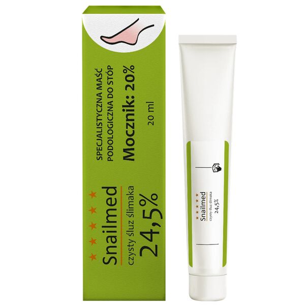 Специальная мазь для стоп, коленей и локтей с улиточной слизью, 20 мл Snailmed Mocznik 20%
Специальная мазь для стоп, коленей и локтей с улиточной слизью, 20 мл Snailmed Mocznik 20%
