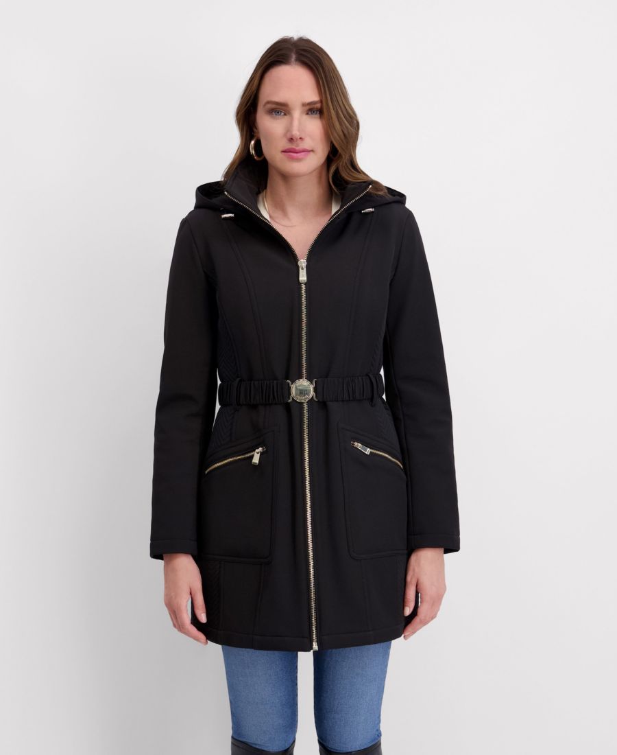 Женская куртка-софтшелл с капюшоном, металлической пряжкой и ремнем, с рельефными вставками kensie, Black
Женская куртка-софтшелл с капюшоном, металлической пряжкой и ремнем, с рельефными вставками kensie, Black