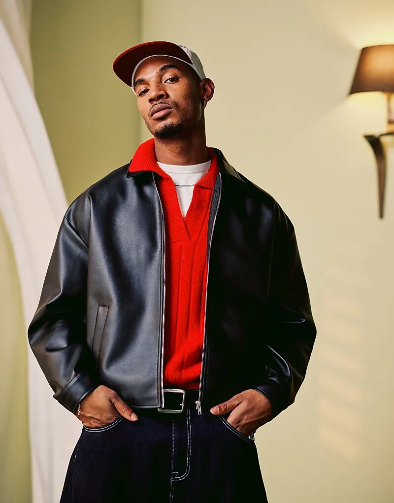 Свободная куртка харрингтон свободного кроя из искусственной кожи черного цвета ASOS DESIGN, Черный, Свободная куртка харрингтон свободного кроя из искусственной кожи черного цвета ASOS DESIGN
Свободная куртка харрингтон свободного кроя из искусственной кожи черного цвета ASOS DESIGN, Черный, Свободная куртка харрингтон свободного кроя из искусственной кожи черного цвета ASOS DESIGN