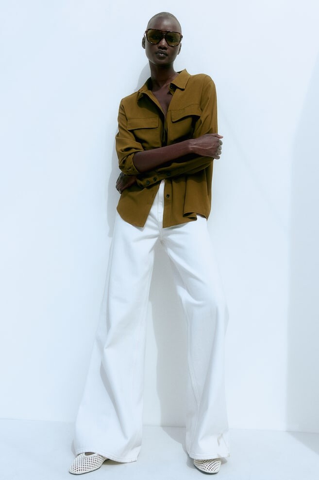 Блуза рубашка из крепа H&M, зеленый
Блуза рубашка из крепа H&M, зеленый