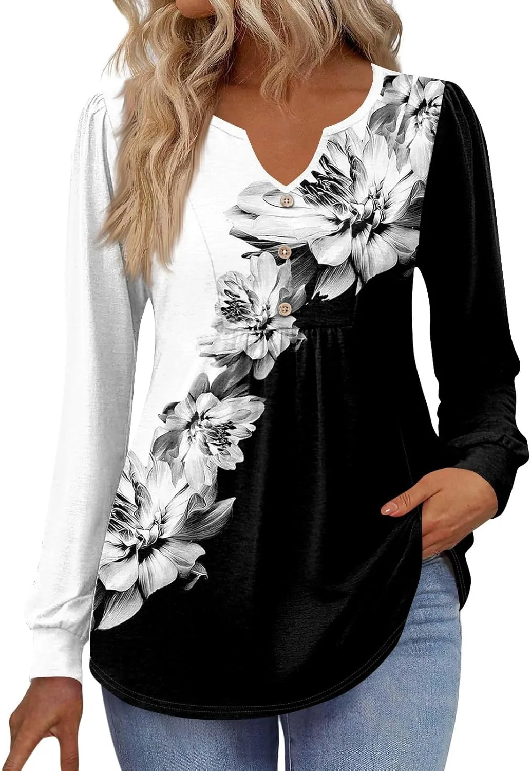 Длинная блузка с рукавами 3/4 и V-образным вырезом FQZWONG
Длинная блузка с рукавами 3/4 и V-образным вырезом FQZWONG