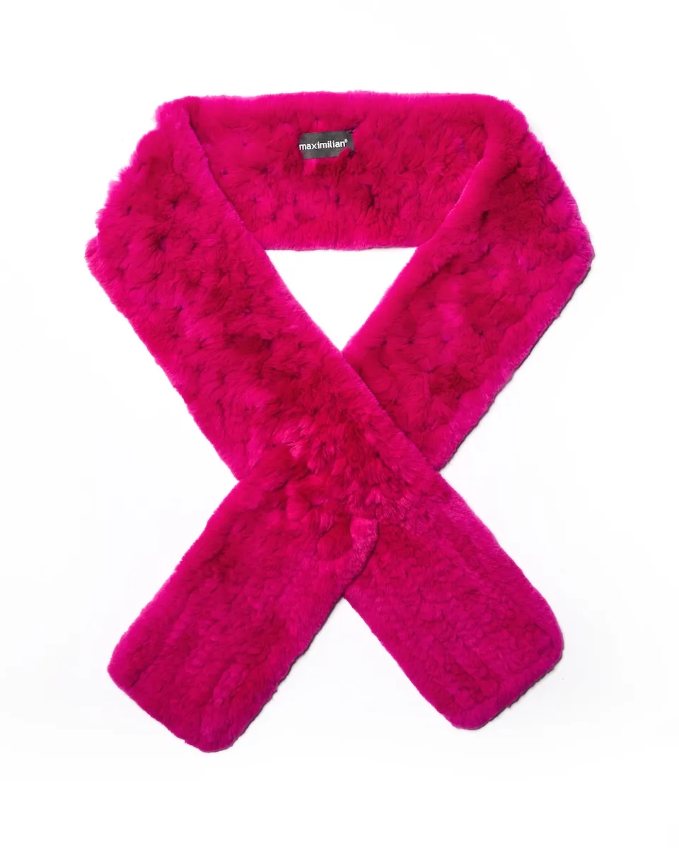 Шарф из меха рекса цвета фуксии Maximilian, фуксия 
Шарф из меха рекса цвета фуксии Maximilian, фуксия