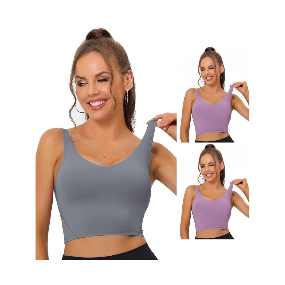 3 упаковки женских удлиненных спортивных бюстгальтеров для йоги с мягкой подкладкой для тренировок и фитнеса, средней поддержки, многоцветные ALLEGRA K, цвет Purple Light Gray
3 упаковки женских удлиненных спортивных бюстгальтеров для йоги с мягкой подкладкой для тренировок и фитнеса, средней поддержки, многоцветные ALLEGRA K, цвет Purple Light Gray