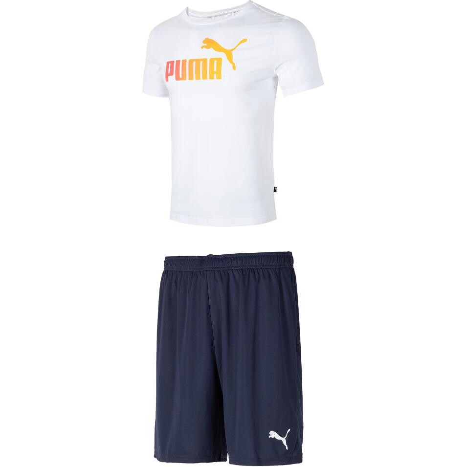 Повседневный спортивный мужской комплект: белый топ и темно-синие шорты Puma, белый
Повседневный спортивный мужской комплект: белый топ и темно-синие шорты Puma, белый