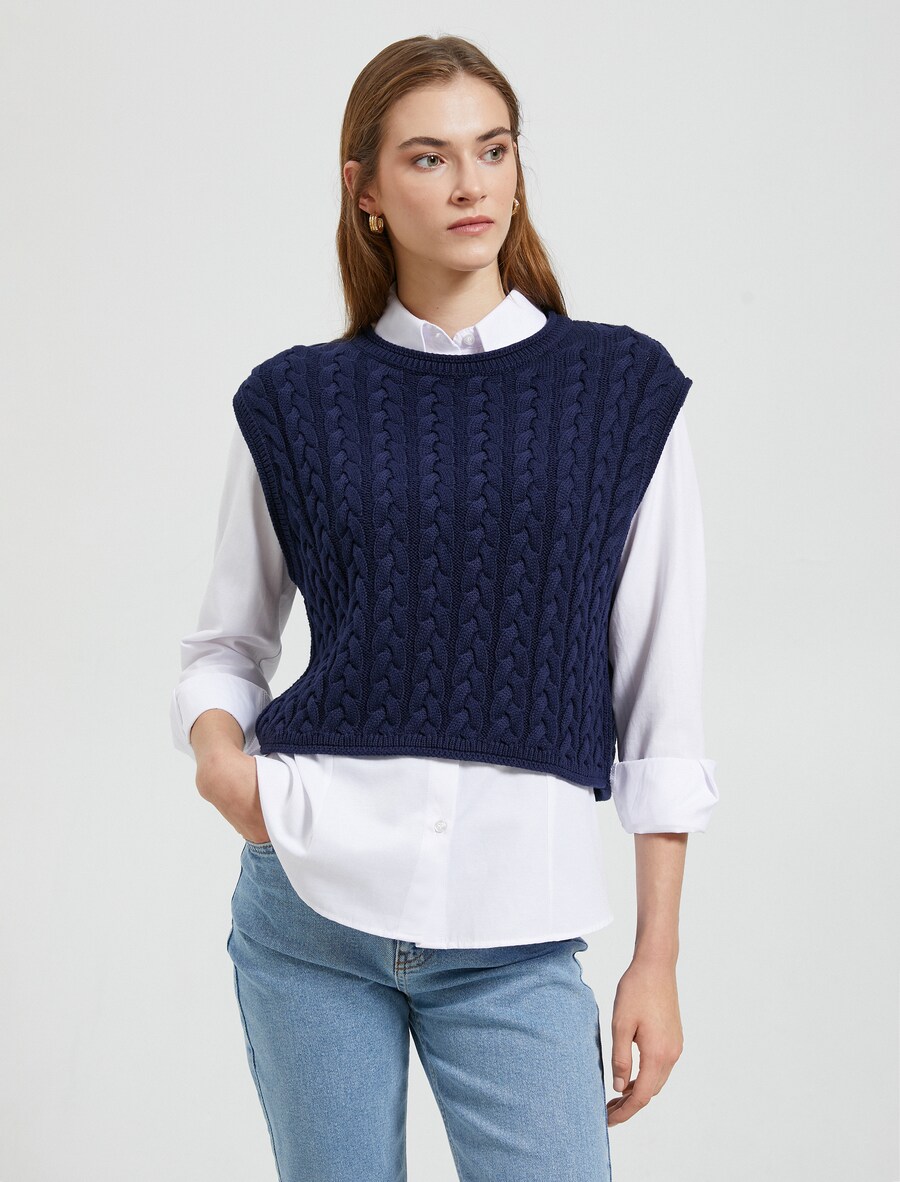 Вязаный жилет Koton, темно-синий
Вязаный жилет Koton, темно-синий