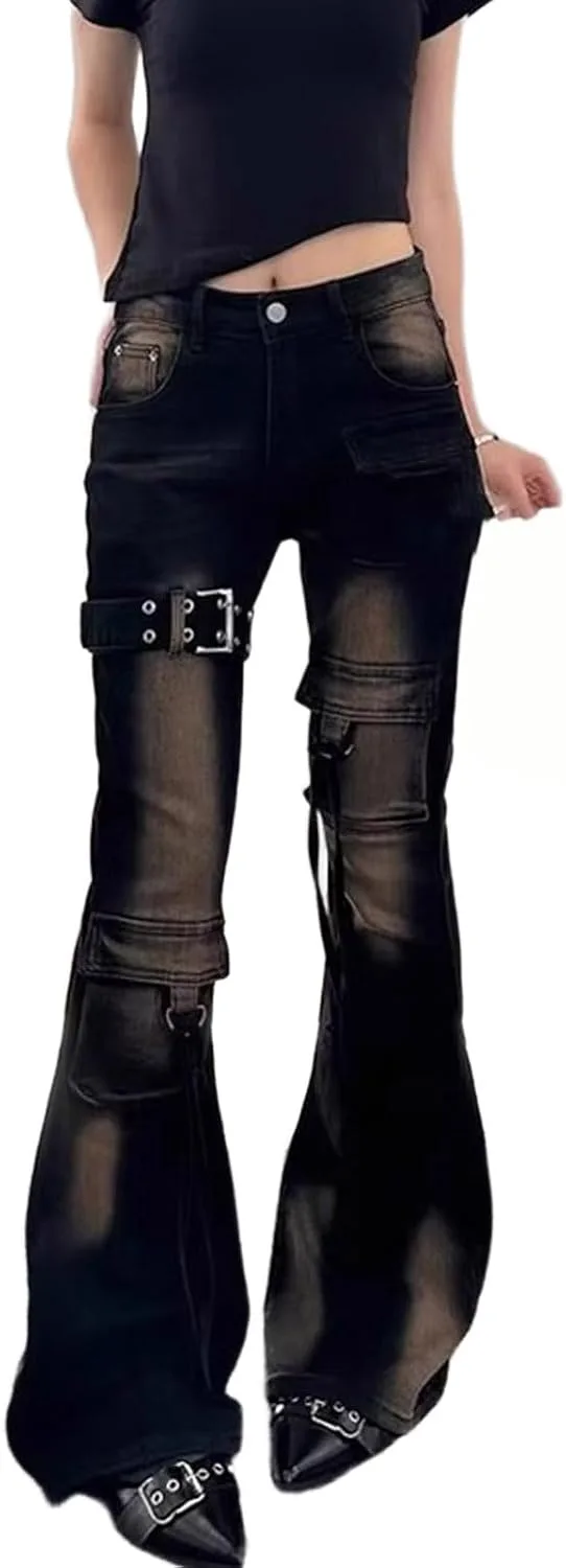 Женские джинсы в стиле Y2K с клешеным низом и карманами MEOKIM
Женские джинсы в стиле Y2K с клешеным низом и карманами MEOKIM